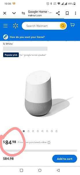 Google Home Smart Speaker with Original Charger. 7