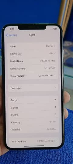 I phone xsmax 64 GB dual pta approved battery health 83