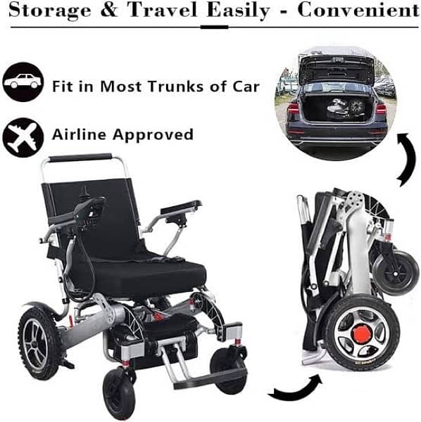 Electric Wheelchair Hajj Full Foldable / Light Weight Hajj Umrah 120kg 1