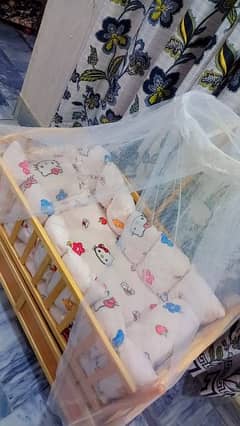 baby wooden cradle bed soft rocking