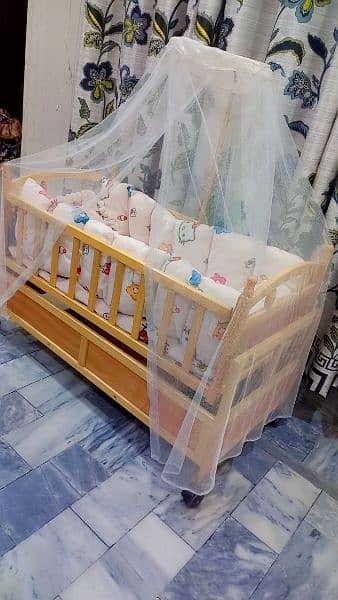 baby wooden cradle bed soft rocking 1