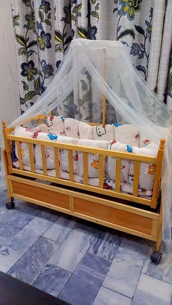 baby wooden cradle bed soft rocking 2