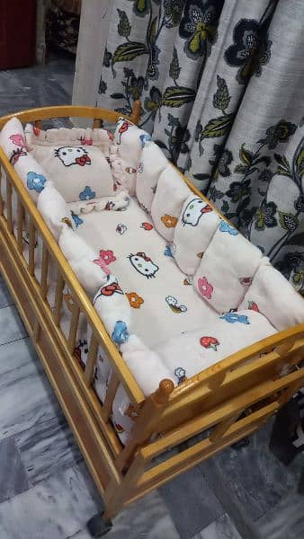 baby wooden cradle bed soft rocking 3