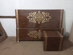 double bed set, sheesham wood bed set, deco Polish, complete set