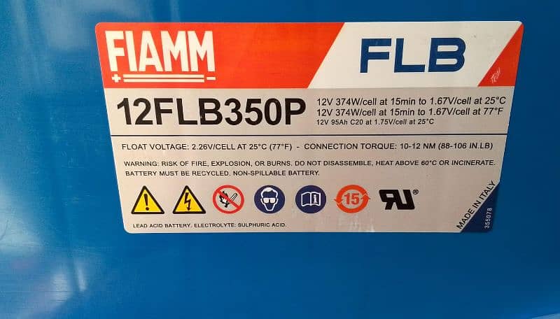 DRY BATTERY AVAILABLE FIAMM 12V95Ah 0