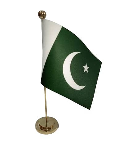 Digital Flag / Hard Finish Flag& Golden pole, flag pakistan Table Flag 1