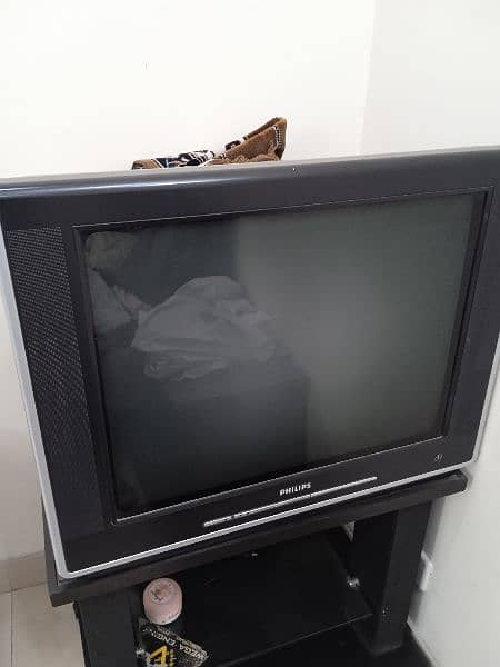 Phillips old tv with trolley 0