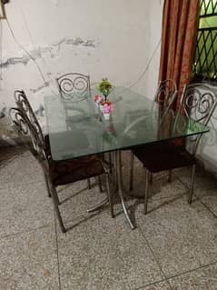 iron dining table heavy strong glasd