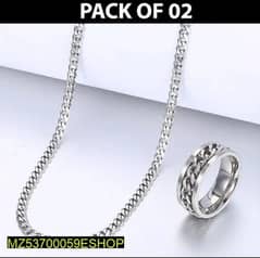 plain silver chain with ring