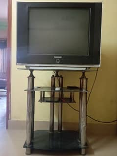 Samsung tv with glass trolley