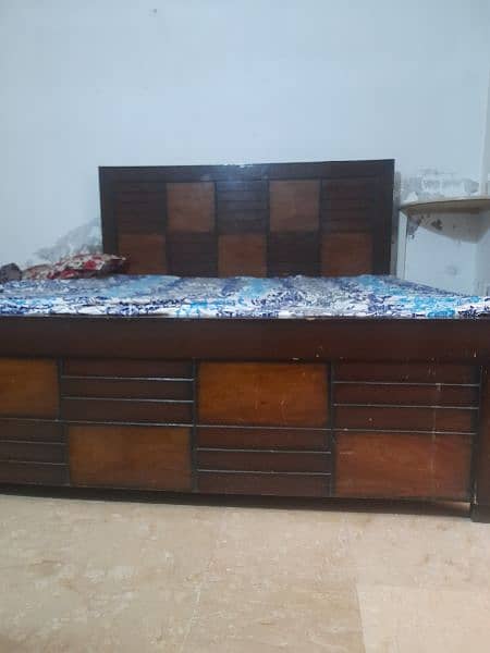 wooden bed with mattress 2