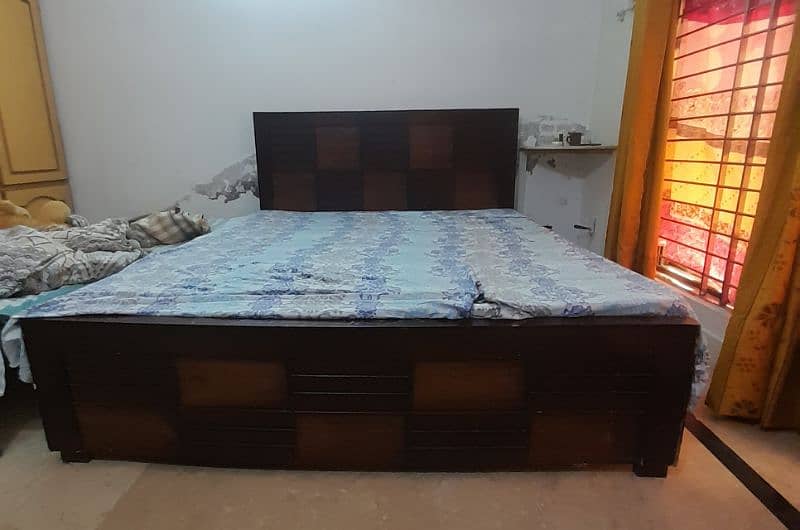wooden bed with mattress 17