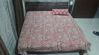 Double bed with spring mattress and 2x side tables