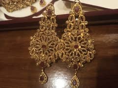 Golden Jewelry set/ Maroon Golden Jewelry set/ Bridal Jewelry set 0