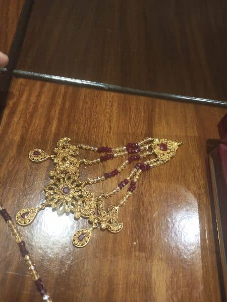 Golden Jewelry set/ Maroon Golden Jewelry set/ Bridal Jewelry set 1