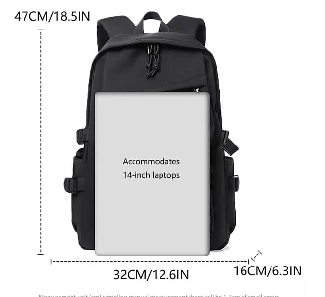 One 15 Inch Polyester Waterproof Solid Color Simple Men's Backpack 7