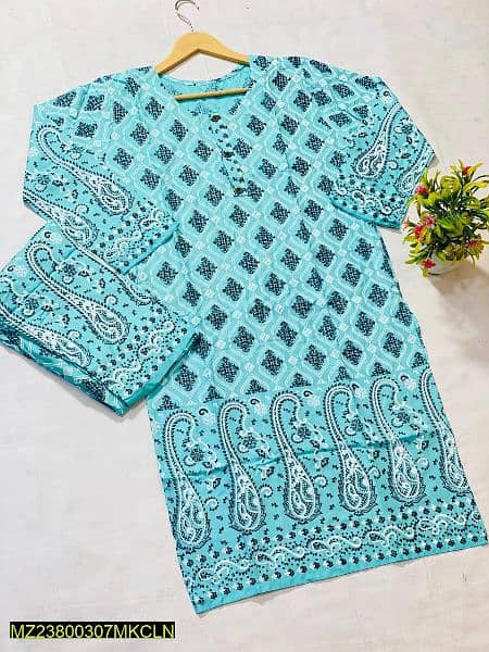 2 Pc women stitched lawn suit printed 3