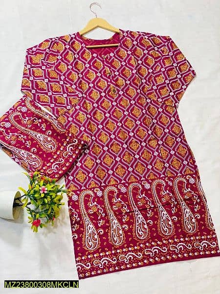 2 Pc women stitched lawn suit printed 4