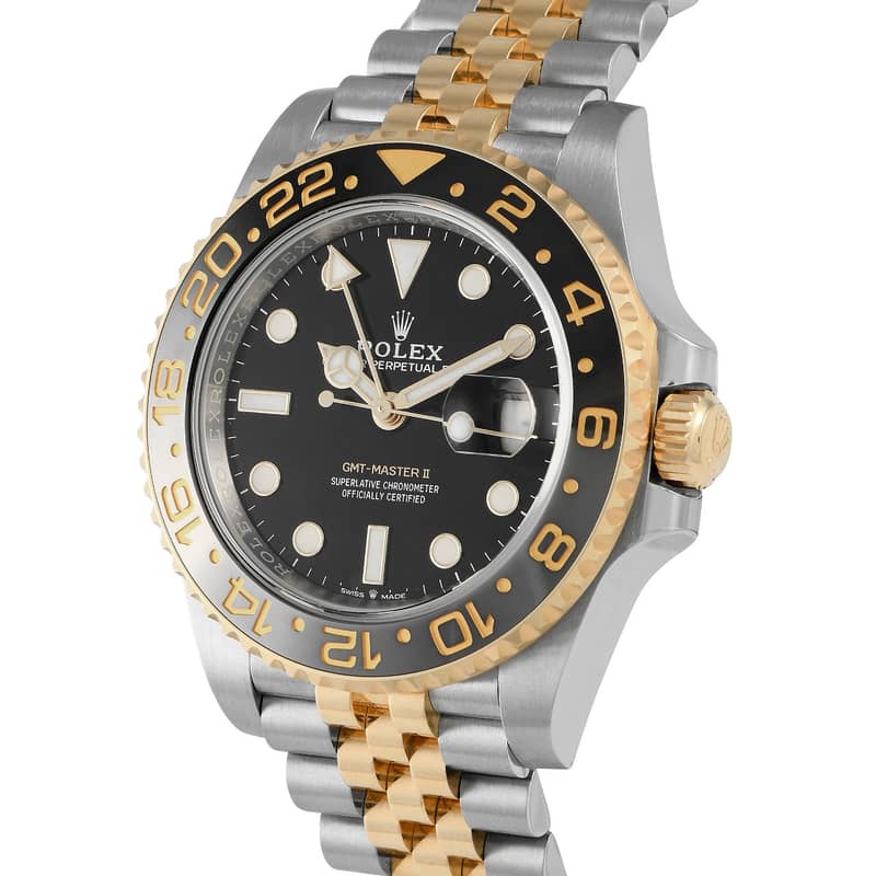 Rolex GMT Master Two Tone Black Dial Chain Strapped Submariner Watch 3