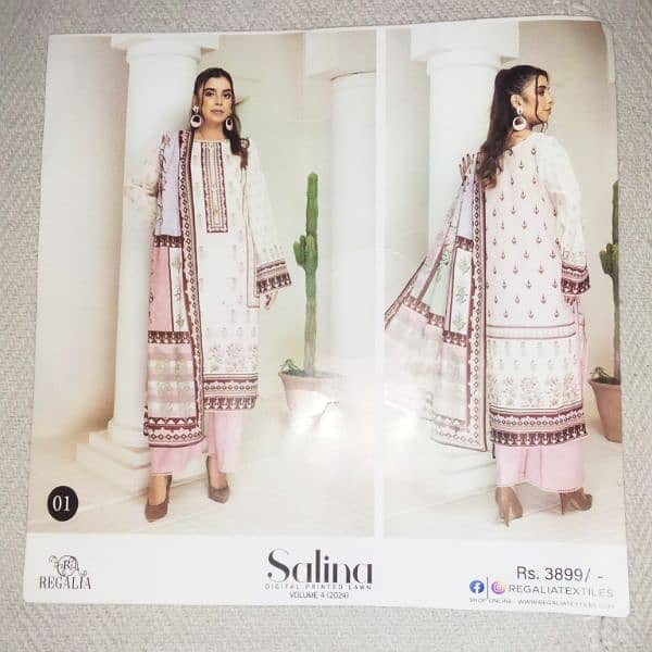 salina unstitched suit 3 piece Digital Printed lawn for girls/women 0