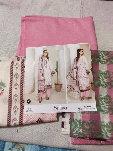 salina unstitched suit 3 piece Digital Printed lawn for girls/women 5