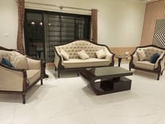 Wooden Sofa Set made of durable and traditional black wood.