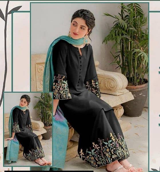 3 PCS Lawn suit with heavy overall embroidery with free delivery 3