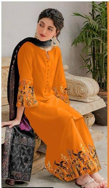 3 PCS Lawn suit with heavy overall embroidery with free delivery 7