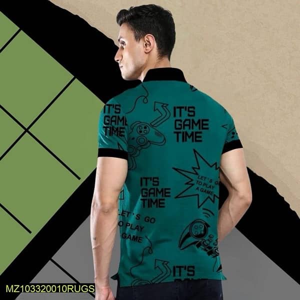 men’s printed polo shirt,it’s game time 2
