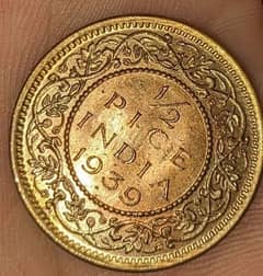 Golden old coin collectible and antique