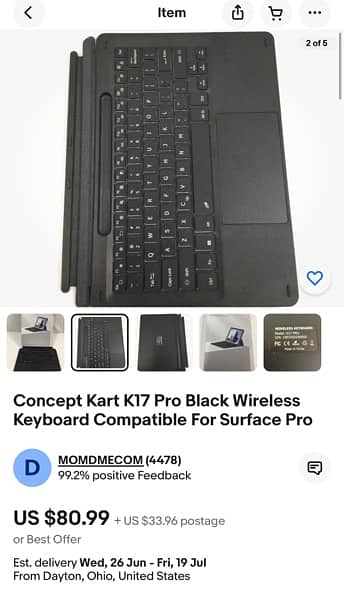 Microsoft Surface Pro 8/9/X Wireless Magnetic Keyboard 10