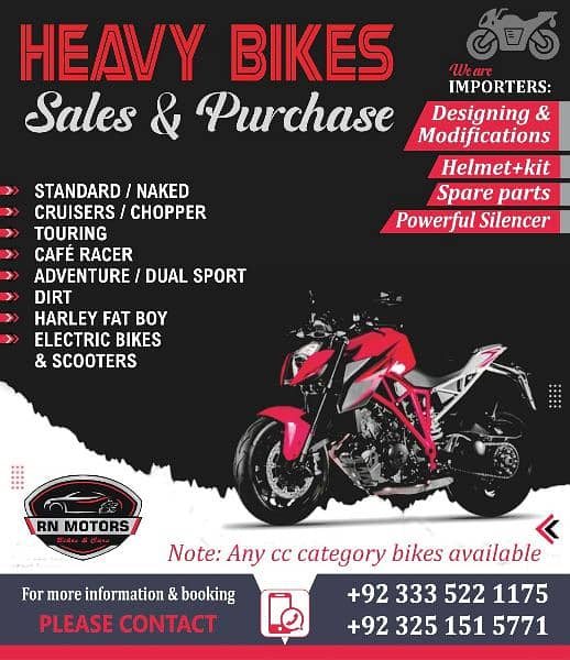 heavy bikes available new and old 250 cc 400 cc600 cc 1000 cc and more 0