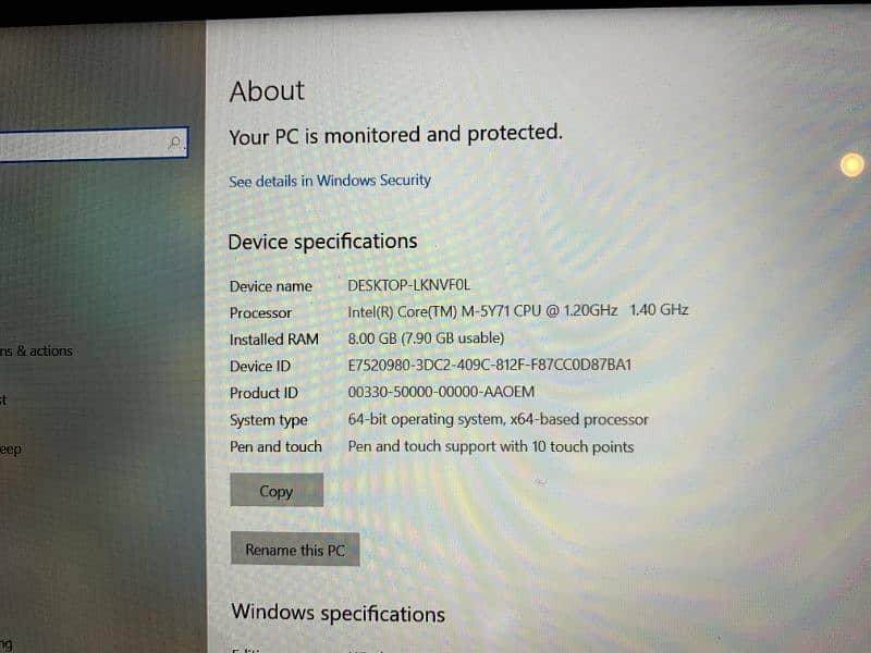 Toshiba slim leptop window tab core M7 8gb ram 8