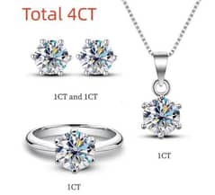 4CT Moissanite Jewelry Sets VVS Diamond Halo Flower Necklace 0