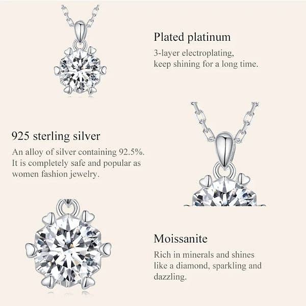 4CT Moissanite Jewelry Sets VVS Diamond Halo Flower Necklace 3