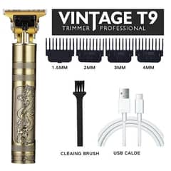 VINTAGE T9 Dragon Style Metal Rechargeable Electric Hair Clipper
