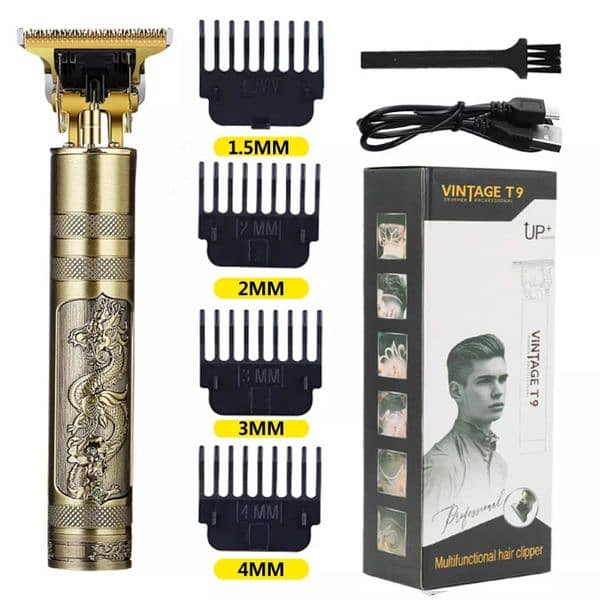 VINTAGE T9 Dragon Style Metal Rechargeable Electric Hair Clipper 2