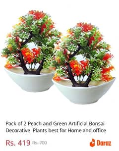 Pack of 2 Peach Green Artificial 0