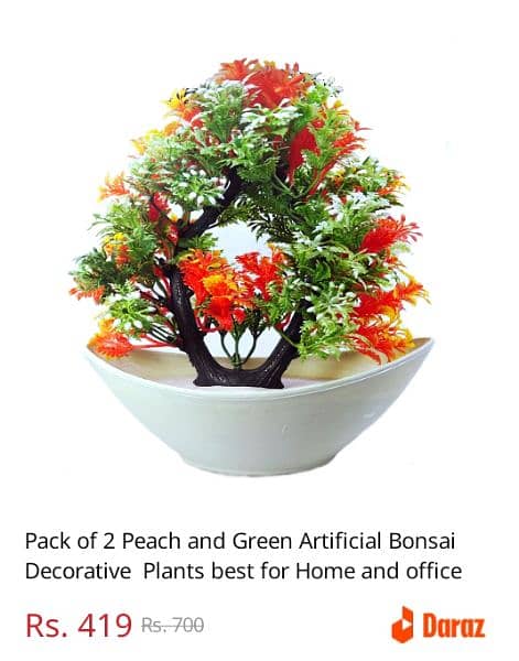 Pack of 2 Peach Green Artificial 1