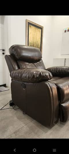 Maverick Sofa Recliner Power in Brown Leatherette