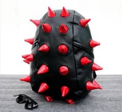Punk shoulder spike leather bagpack