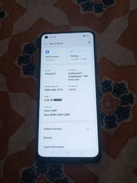 Oppo f19 6+6/128 GB Only mobile all okay PTA Official approved 0