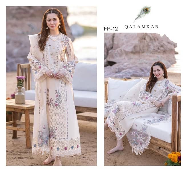 3PC LAWN EMBROIDERED SHIRT WITH ORGANZA CUTWORK DUPATTA AND TROUSER 1