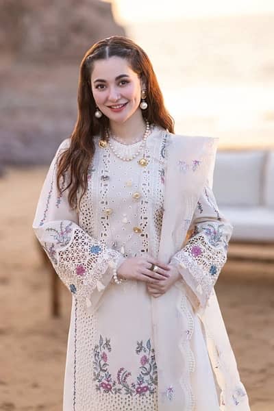 3PC LAWN EMBROIDERED SHIRT WITH ORGANZA CUTWORK DUPATTA AND TROUSER 2