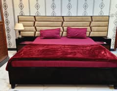 DOUBLE BED + DRESSING TABLE + SIDE TABLES