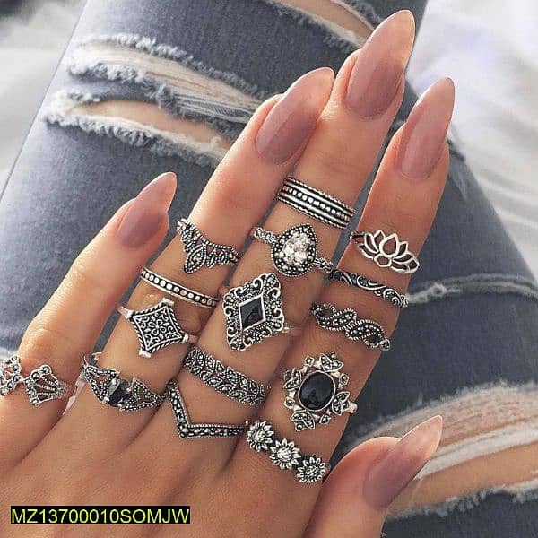 15 pice trendy rings sets for girls 0