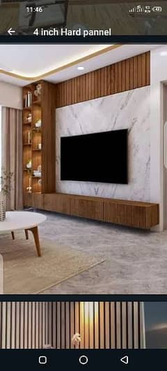 Media wall/tv rack/console/molding/wooden floor/wpc pannel/wall grace/ 0