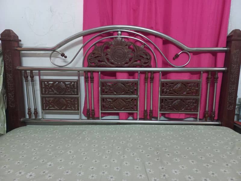 stainless wooden bed and Mattress 1