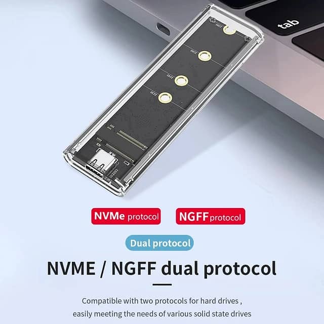 M2 NVME PCIe NGFF SATA Dual Protocol SSD Case 12