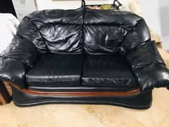 black lather sofa set